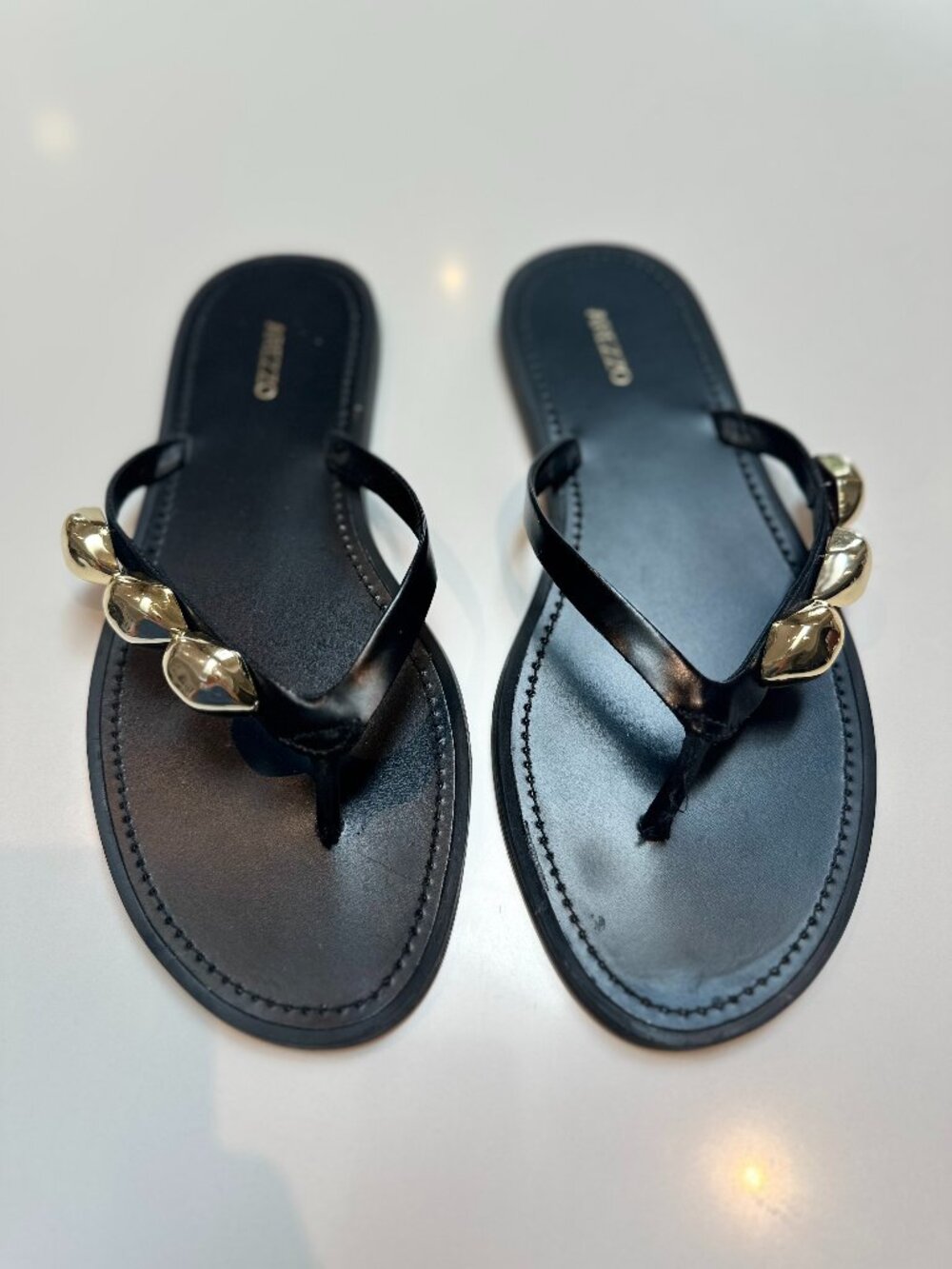 Arezzo Black  Leather Sandal - Size 11
